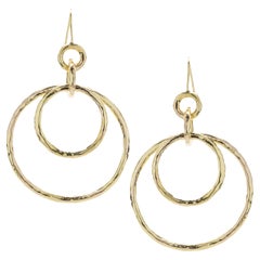 Ippolita 18 Karat Yellow Gold Hammered Circle Drop Earrings