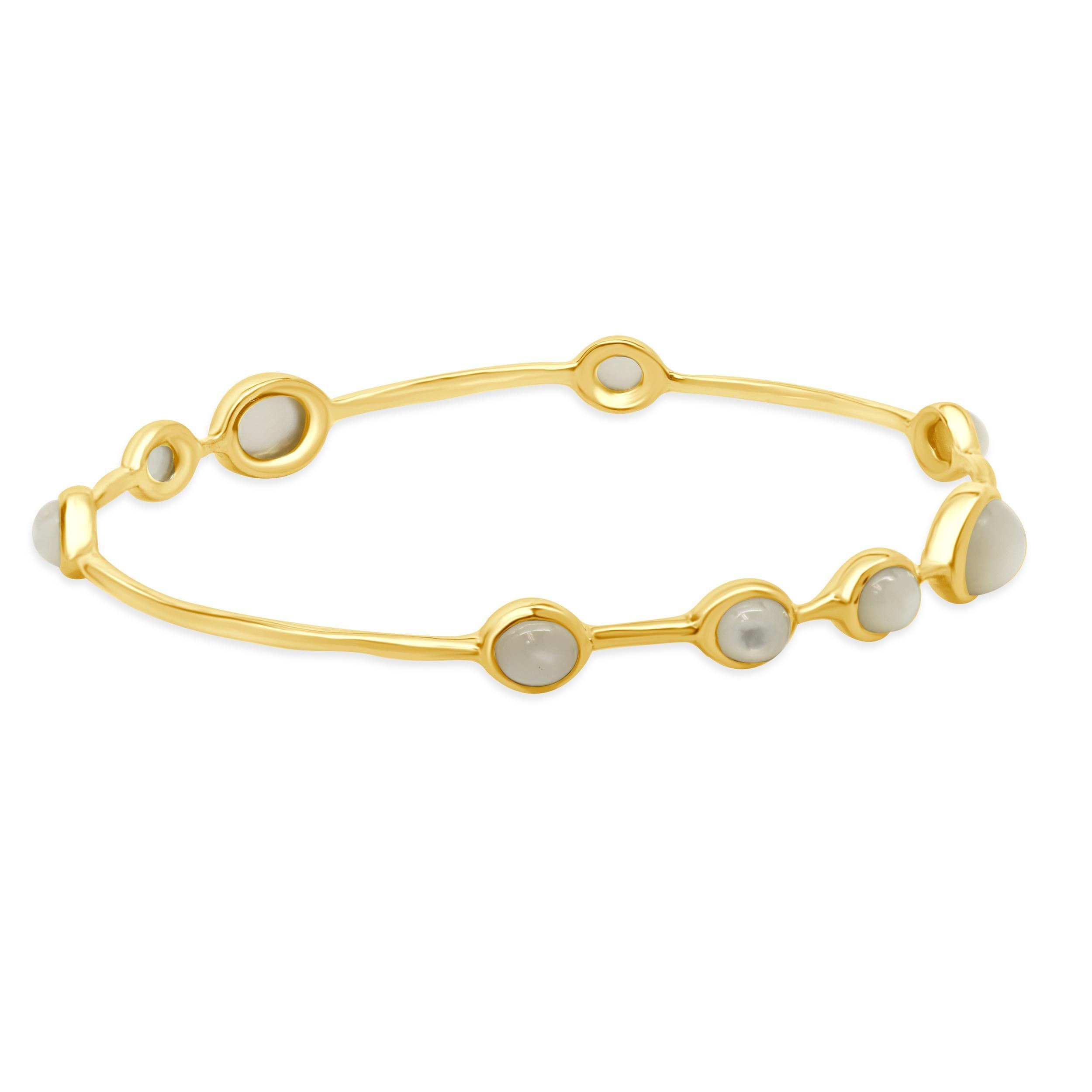 Cabochon Ippolita 18k Yellow Gold Mother of Pearl Rock Candy Lollipop Bangle Bracelet