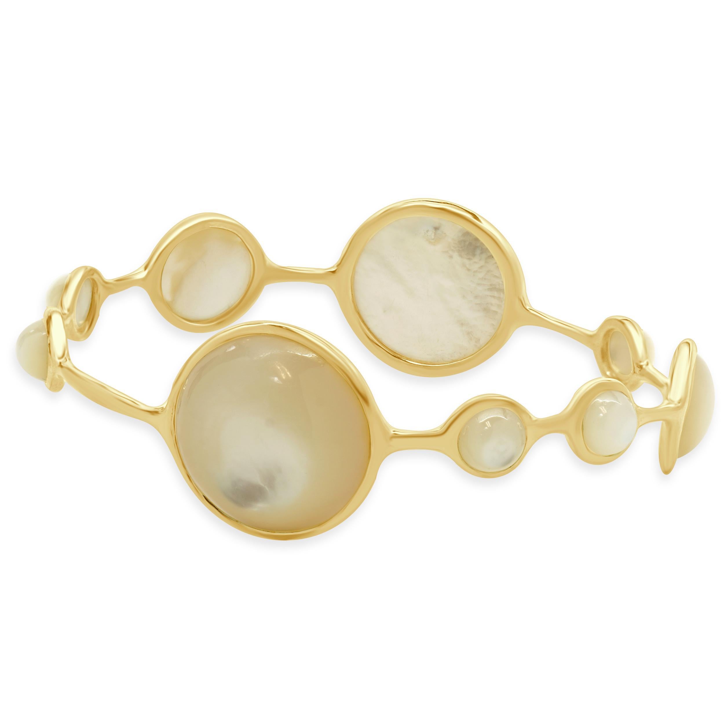 Ippolita 18k Yellow Gold Mother of Pearl Rock Candy Lollipop Bangle Bracelet In Excellent Condition For Sale In Scottsdale, AZ