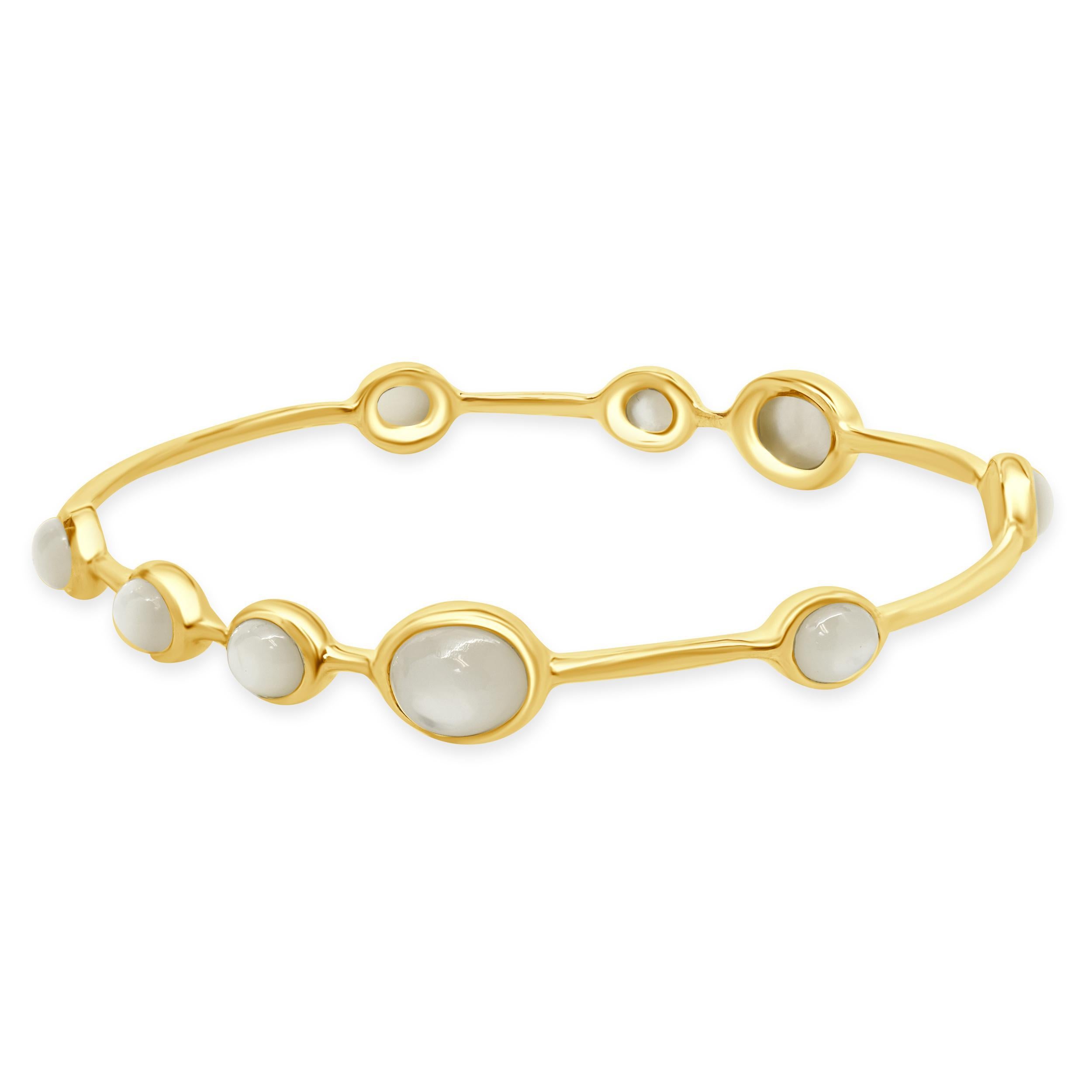 Ippolita 18k Yellow Gold Mother of Pearl Rock Candy Lollipop Bangle Bracelet In Excellent Condition In Scottsdale, AZ