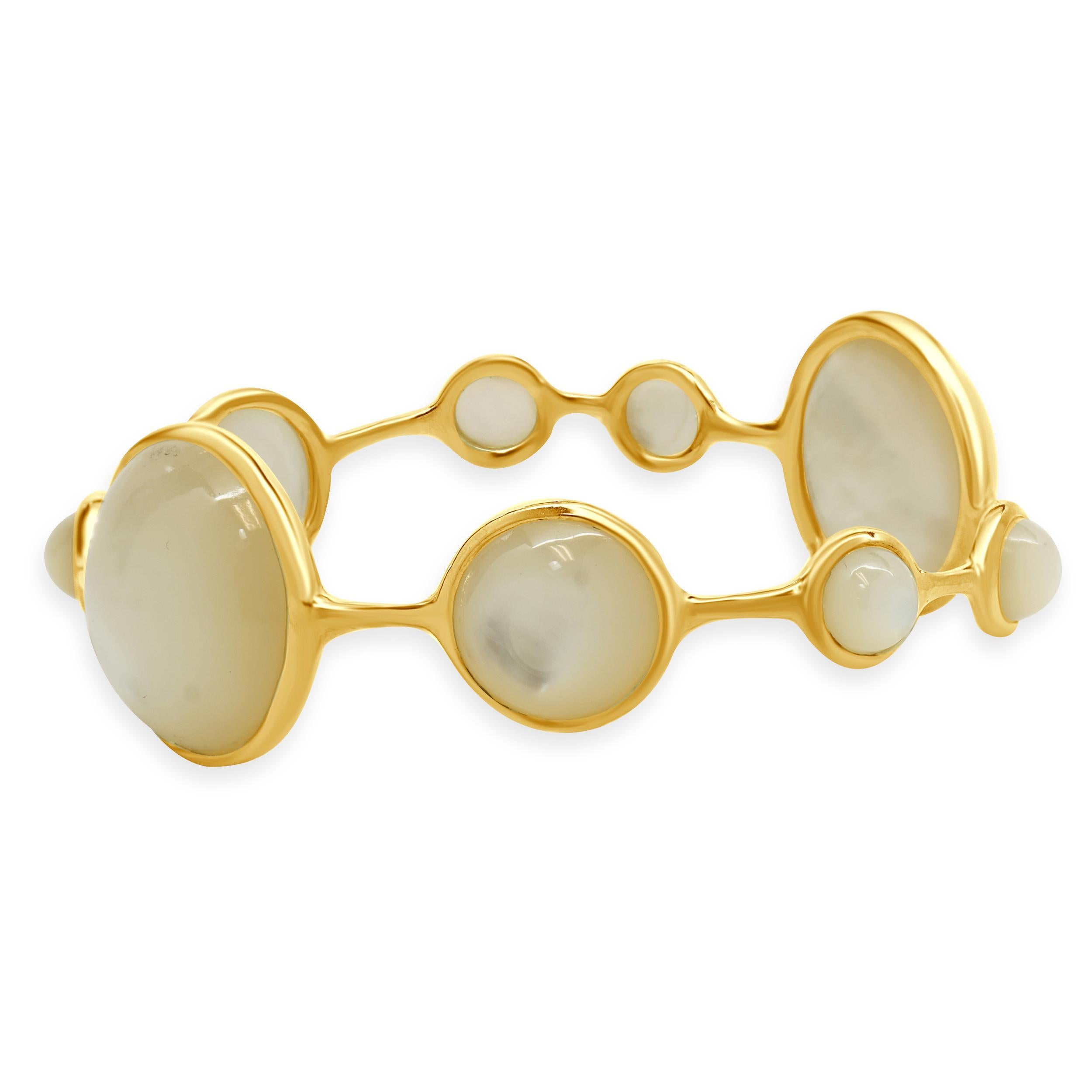 Ippolita 18k Yellow Gold Mother of Pearl Rock Candy Lollipop Bangle Bracelet