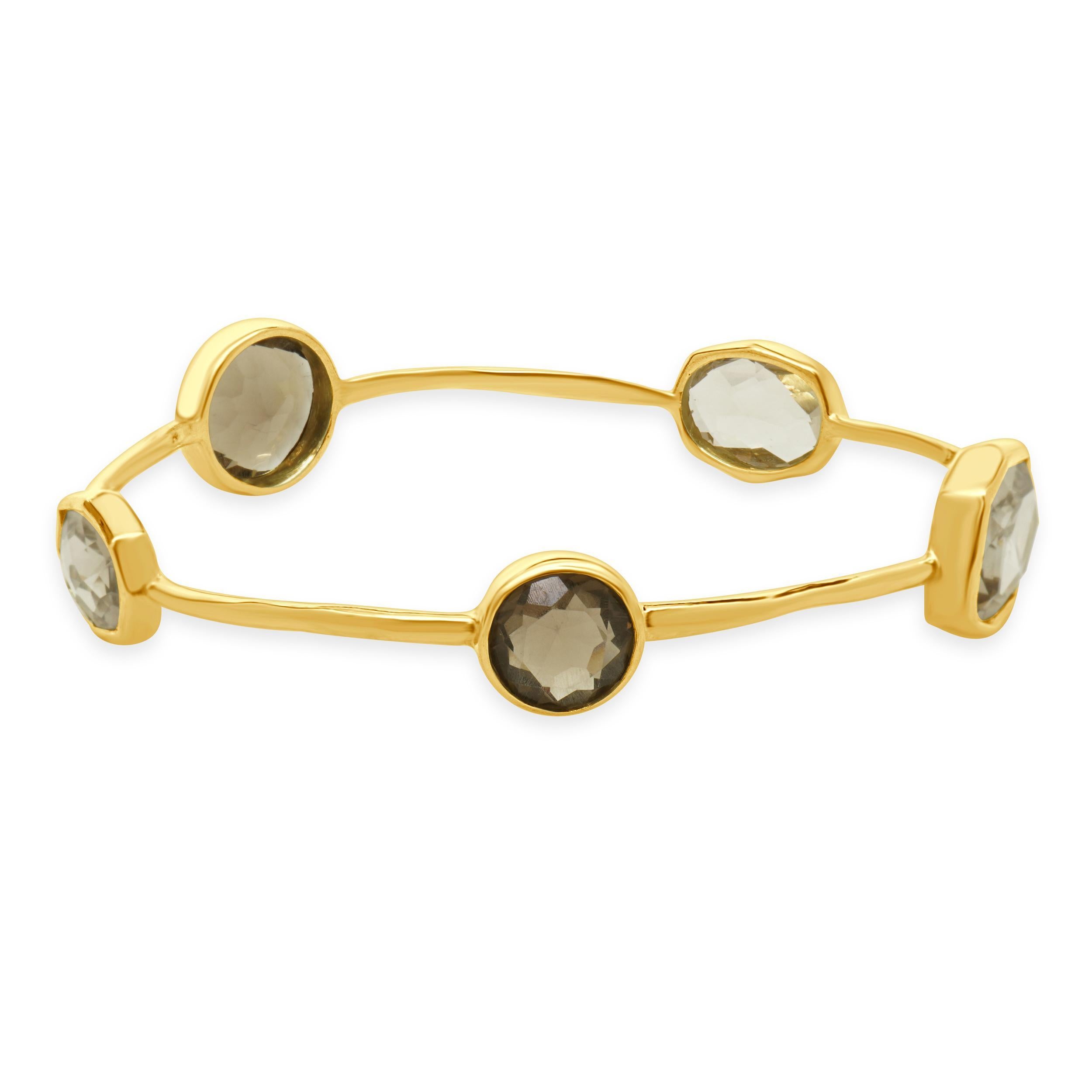 Taille grossière Ippolita Bracelet jonc Lollipop Rock Candy en or jaune 18 carats et quartz en vente