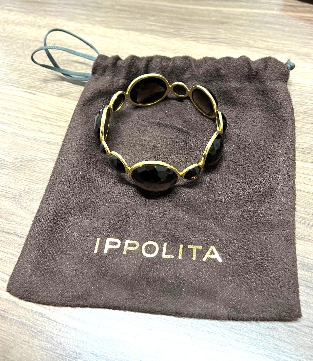 Ippolita 18 Karat Yellow Gold Smoky Quartz Brown Stone Large Bangle Bracelet In Excellent Condition In  Baltimore, MD
