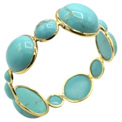 Ippolita 18 Karat Yellow Gold Turquoise Large Bangle Bracelet 