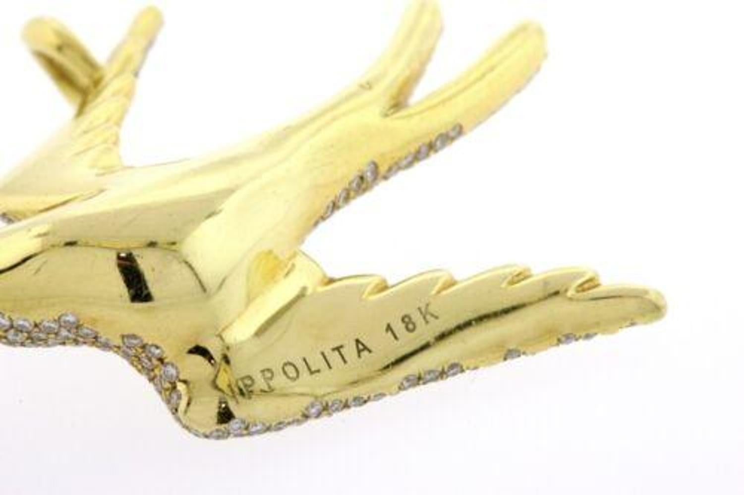 Brilliant Cut Ippolita 1.82ct Diamond Dove Charm Pendant 18k Yellow Gold 11000 Exclusive For Sale