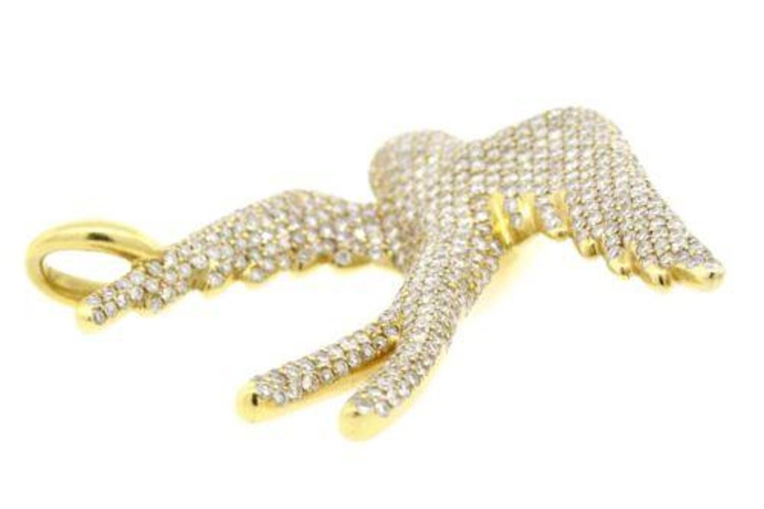 Ippolita 1.82ct Diamond Dove Charm Pendant 18k Yellow Gold 11000 Exclusive In Excellent Condition For Sale In Northbrook, IL