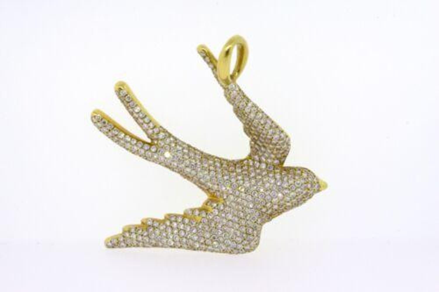 Women's Ippolita 1.82ct Diamond Dove Charm Pendant 18k Yellow Gold 11000 Exclusive For Sale