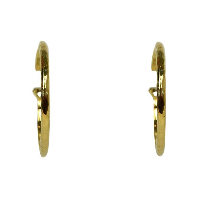 Ippolita 18k Gold 1.75" Glamazon Hammered Clip-On Hoop Earrings