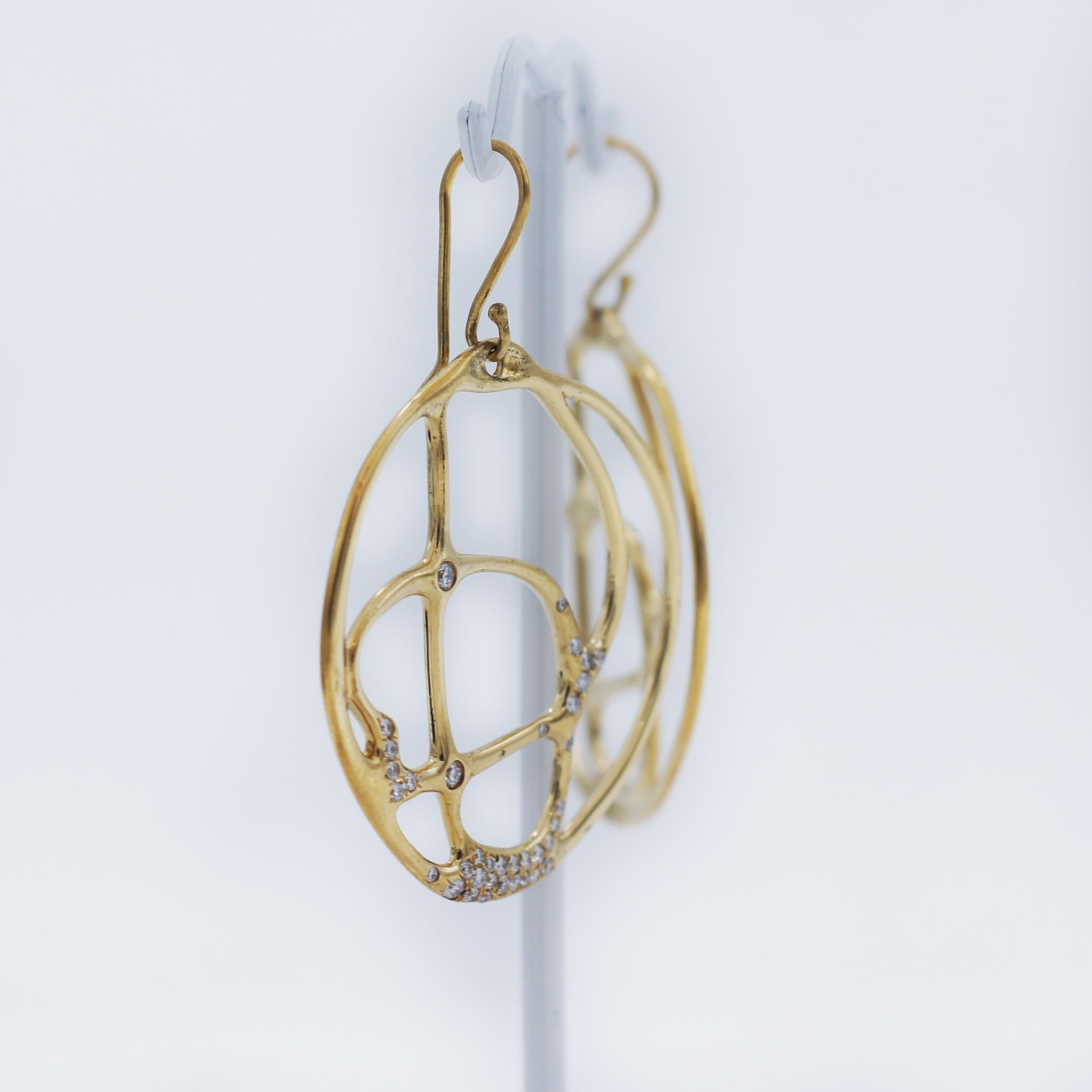 Brilliant Cut IPPOLITA 18K Gold Diamond Dazzle Circle Dangle Earrings For Sale