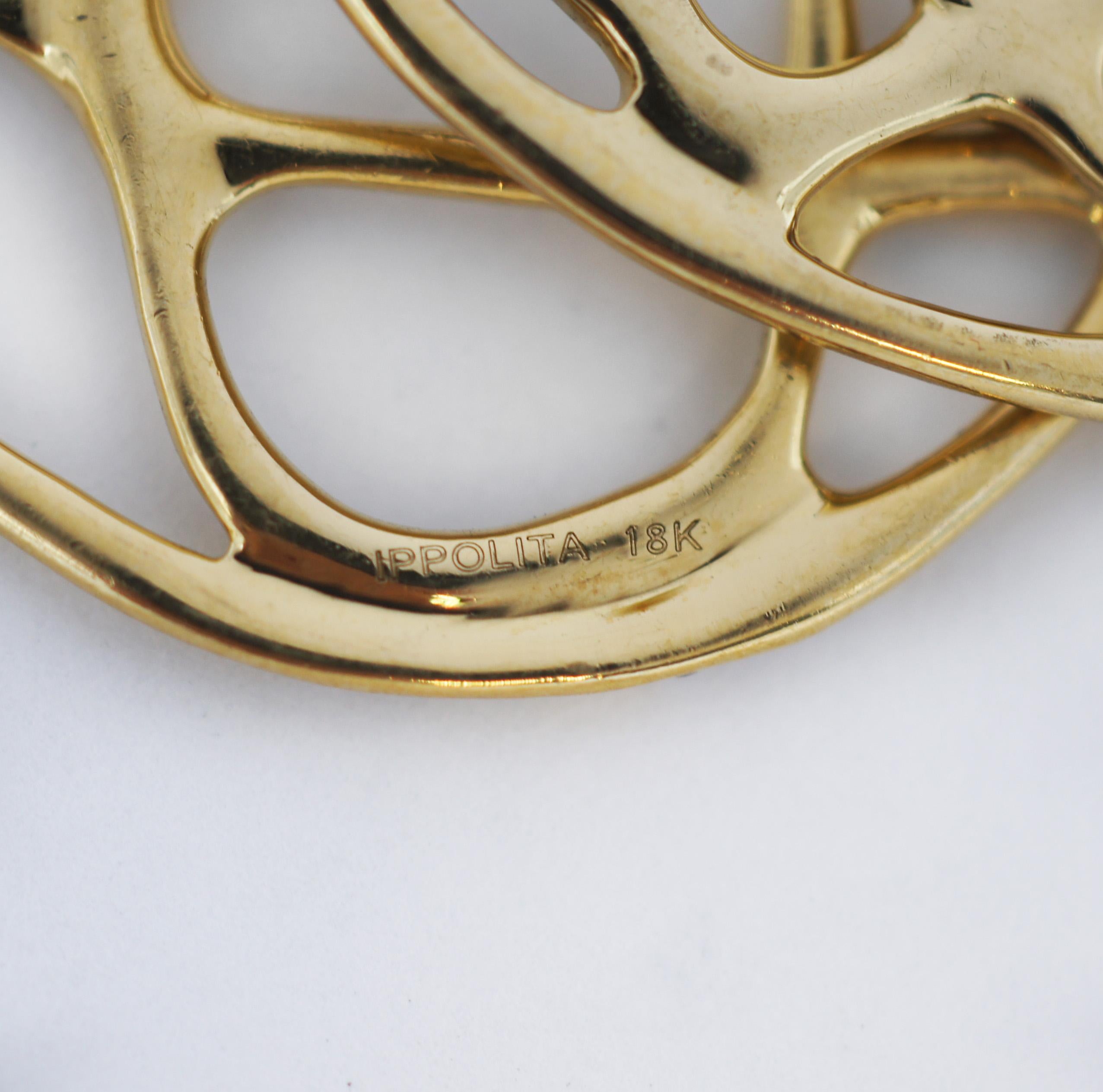 IPPOLITA 18K Gold Diamond Dazzle Circle Dangle Earrings In Good Condition For Sale In San Fernando, CA