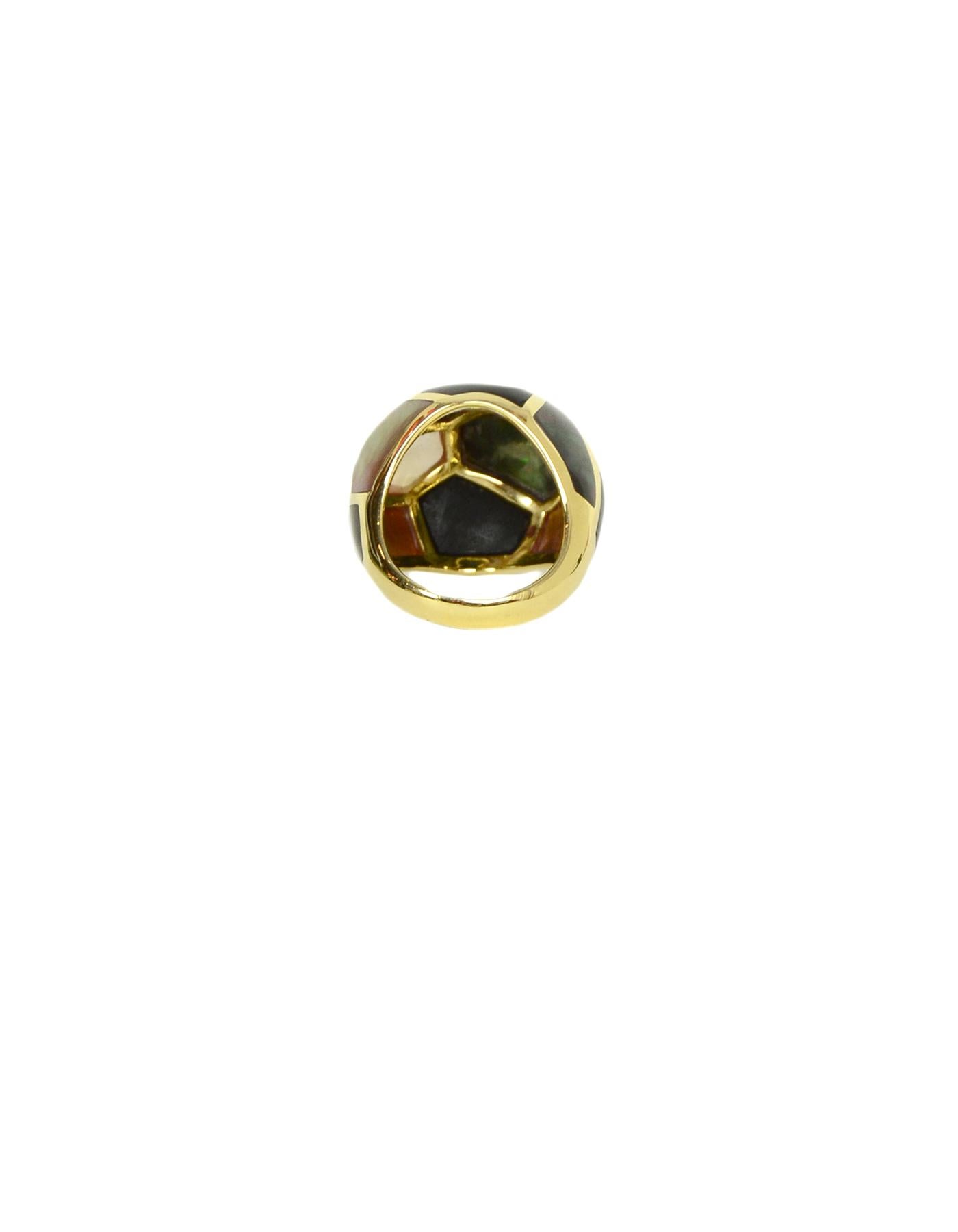 Ippolita 18K Gold Mother of Pearl & Onyx Mosaic Dome Ring sz 7.25 In Excellent Condition In New York, NY