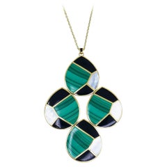 Ippolita 18k Gold Necklace with Gemstones Inlay Pendant Estate Jewelry