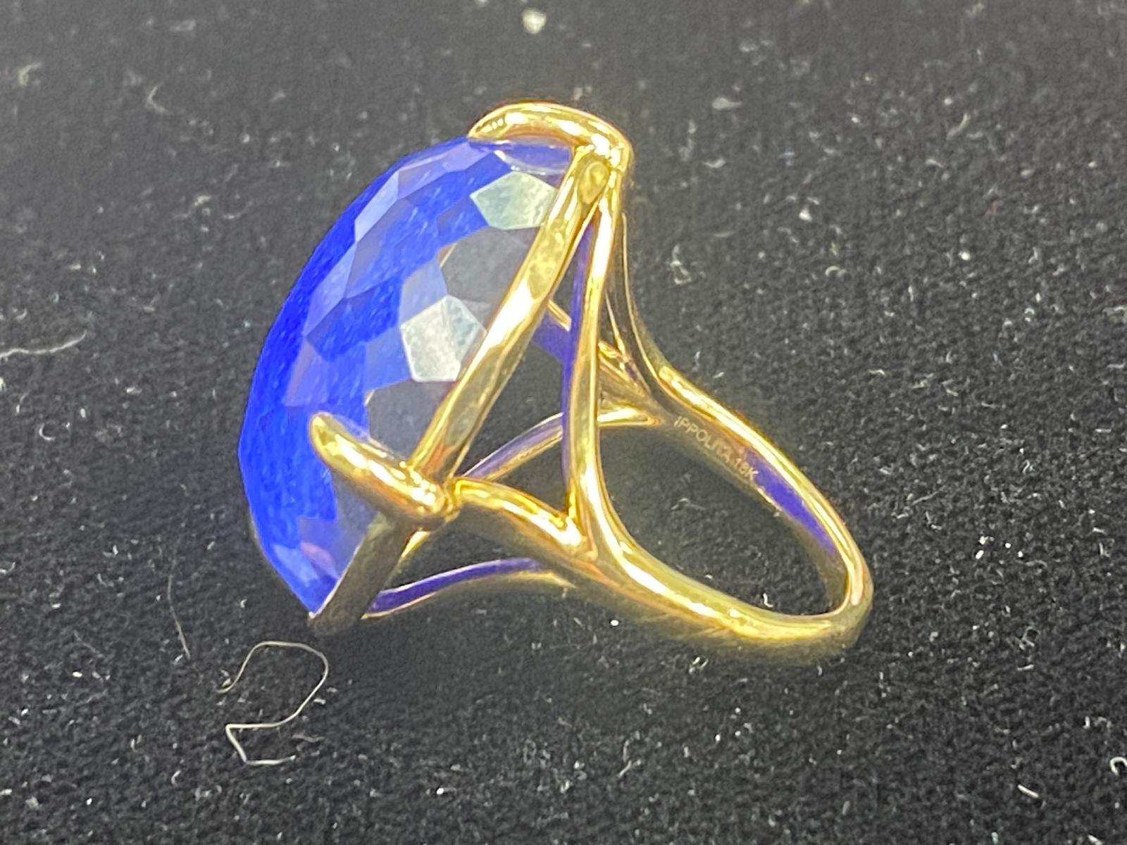 Ippolita 18k Gold Rock Candy Prince Ring wth Crystal and Lapis, Size 6.75 In Good Condition For Sale In Sherman Oaks, CA