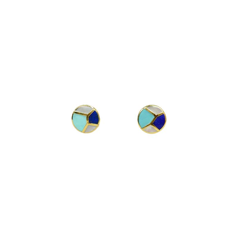 Ippolita 18k Gold Turquoise Lapis and Mother of Pearl Stud Earrings For ...