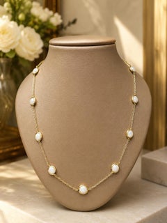 Collana Ippolita in oro 18k con agata bianca e ciondoli a forma di caramella, 15 ciondoli, catena lunga 31"