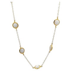 Collana Ippolita in oro 18k con agata bianca e ciondoli a forma di caramella, 15 ciondoli, catena lunga 31"