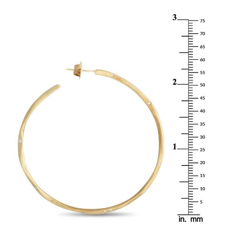 Ippolita 18k Yellow Gold 0.15 Carat Diamond Hoop Earrings In Excellent Condition In Southampton, PA