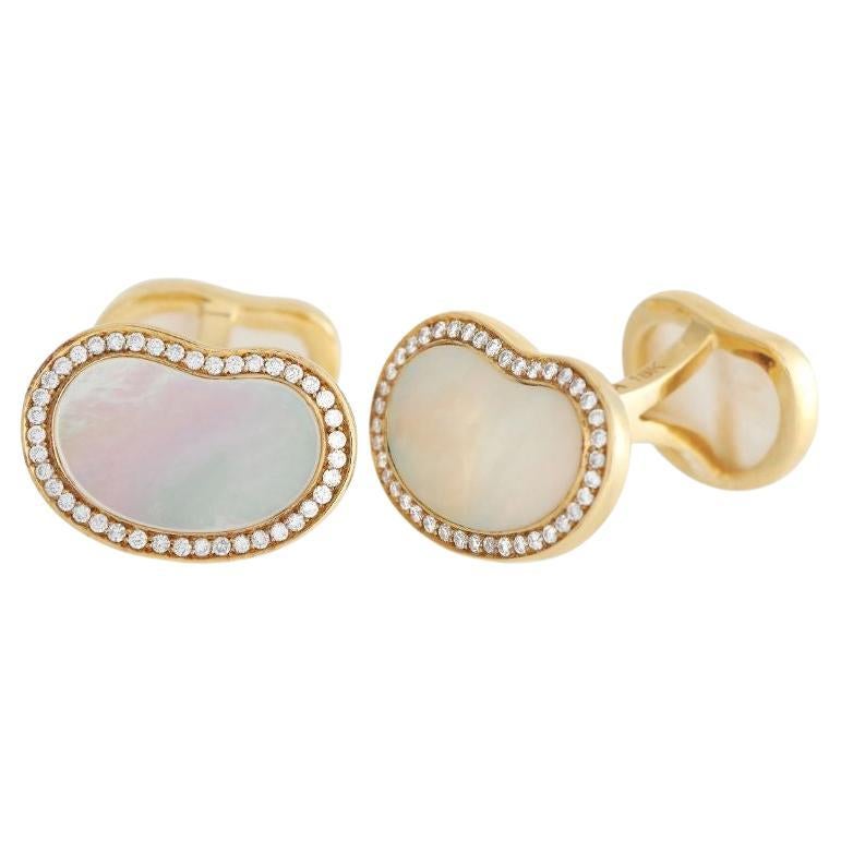 Ippolita 18k Yellow Gold 0.60 Carat Diamond and Mother of Pearl Cufflinks