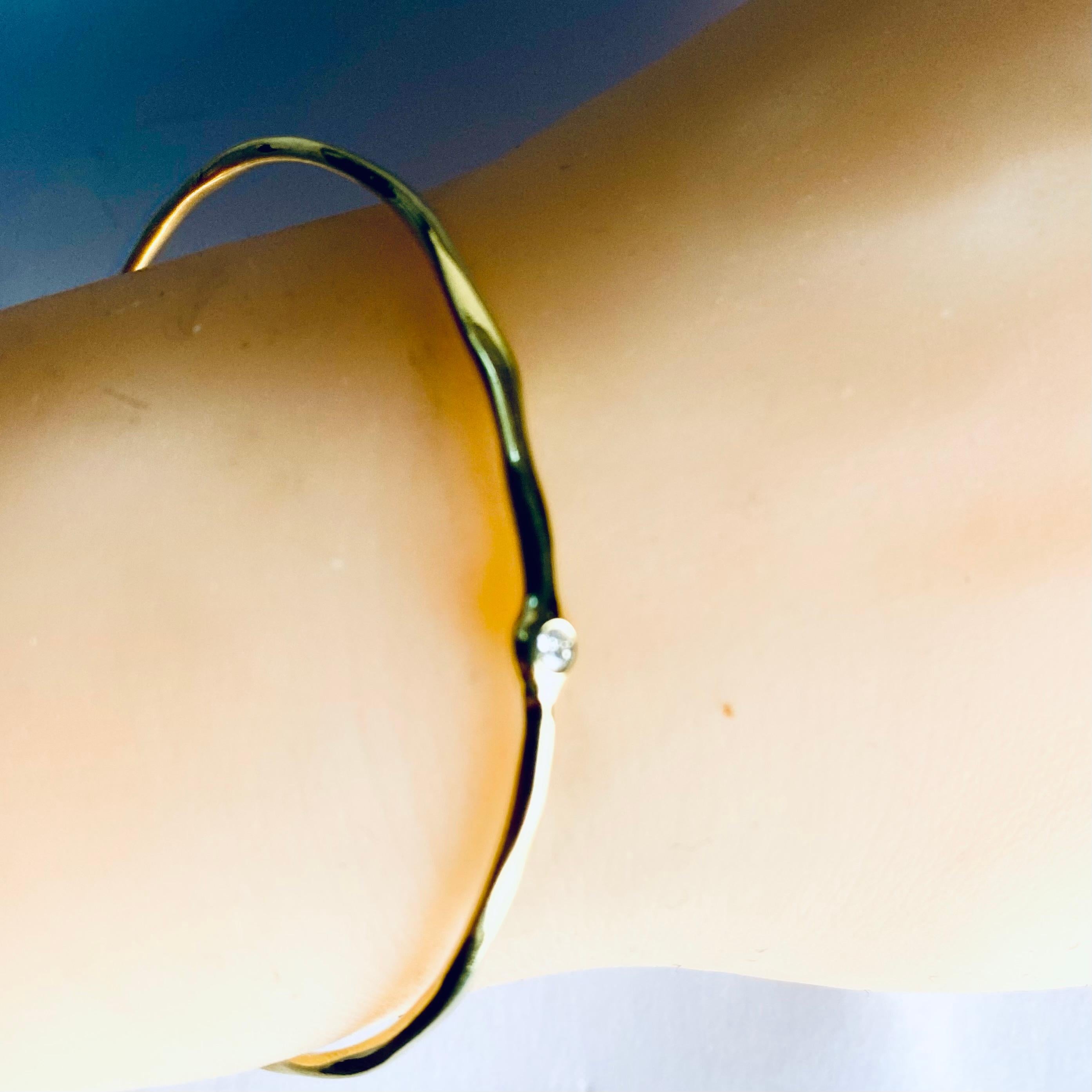 Round Cut Ippolita 18K Yellow Gold and Diamond Bangle Bracelet