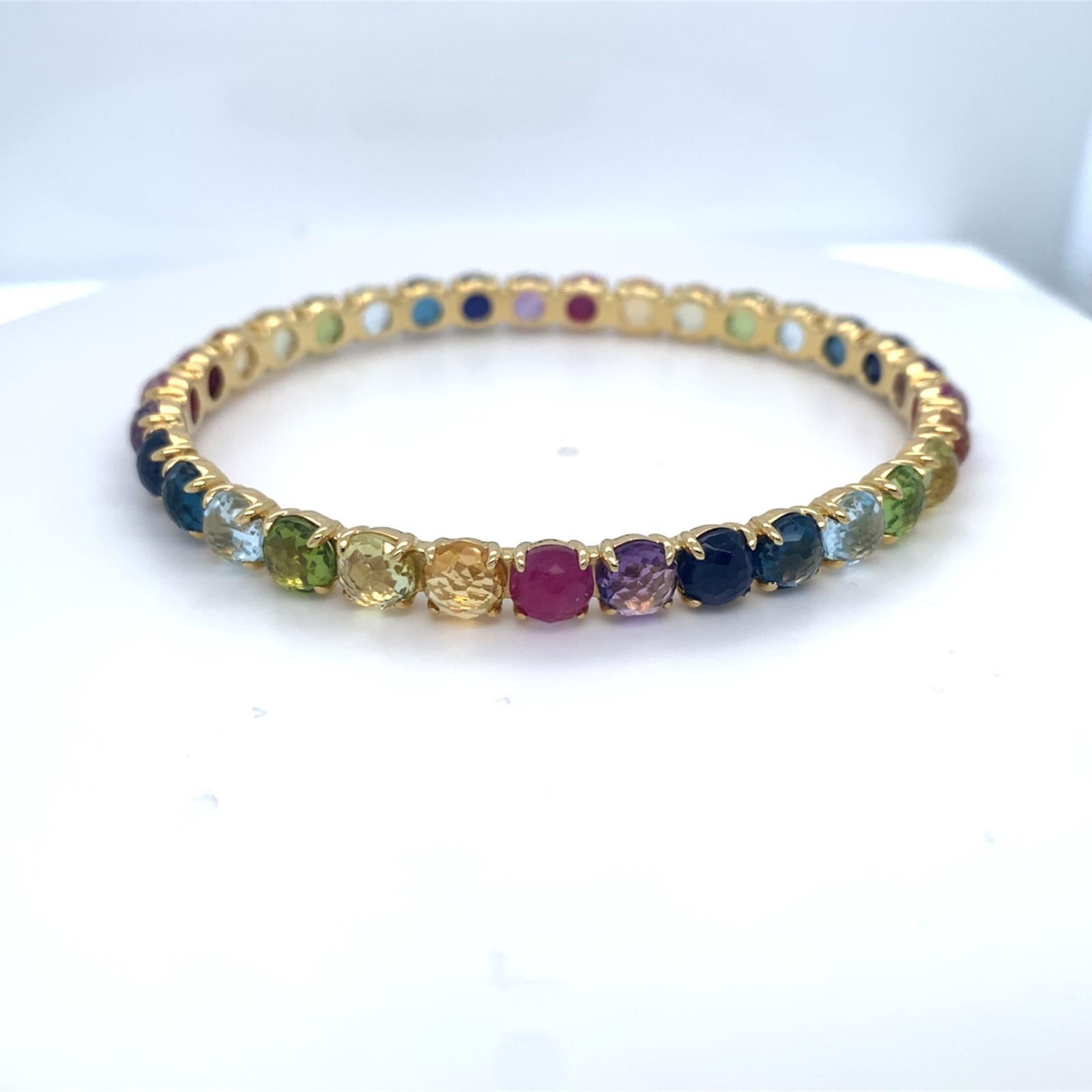 Moderne Ippolita Or jaune 18k et gemmes multicolores Lollipop Bangle 2.5