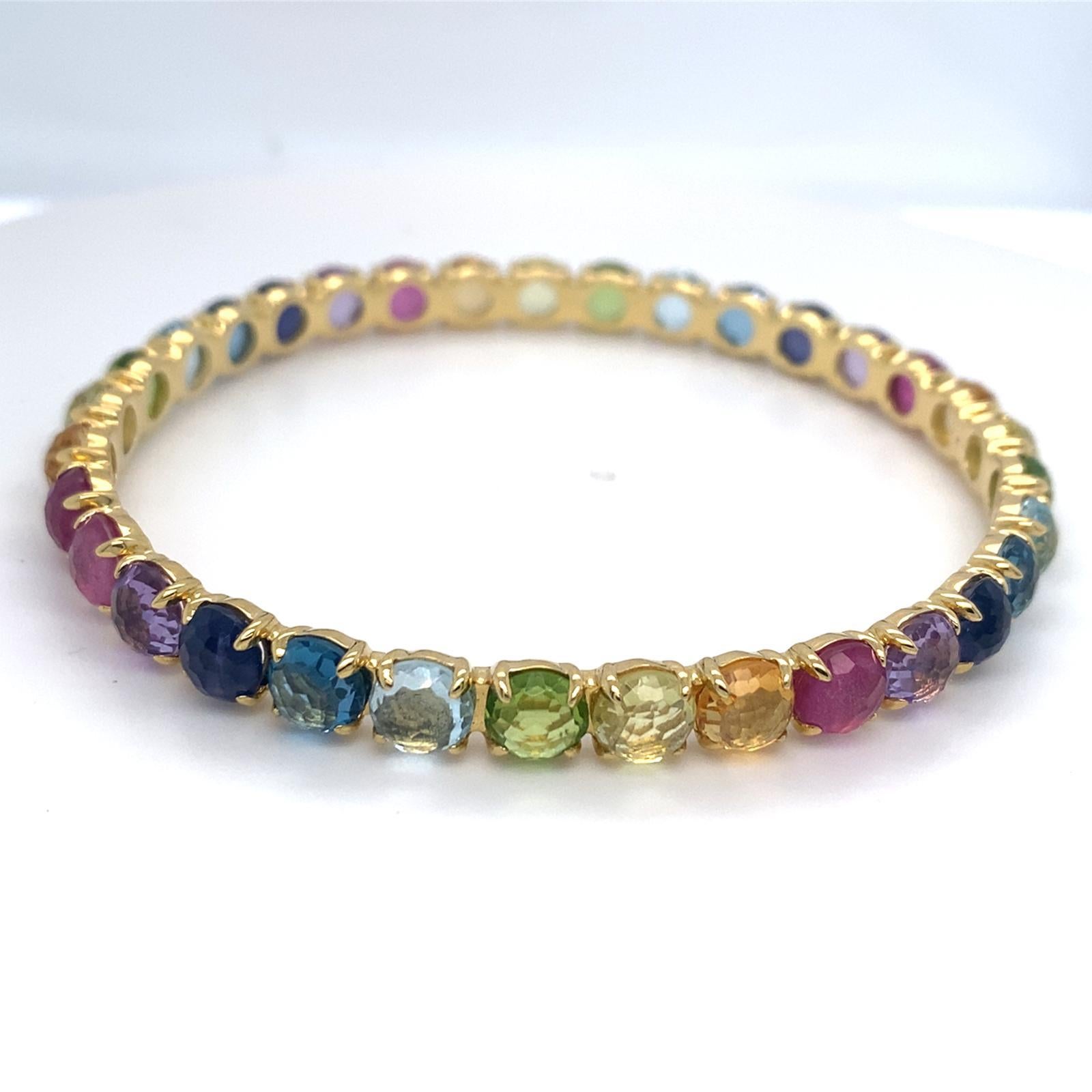 Moderne Ippolita Bracelet jonc légèrement plié en or jaune 18 carats et pierres précieuses multicolores en vente