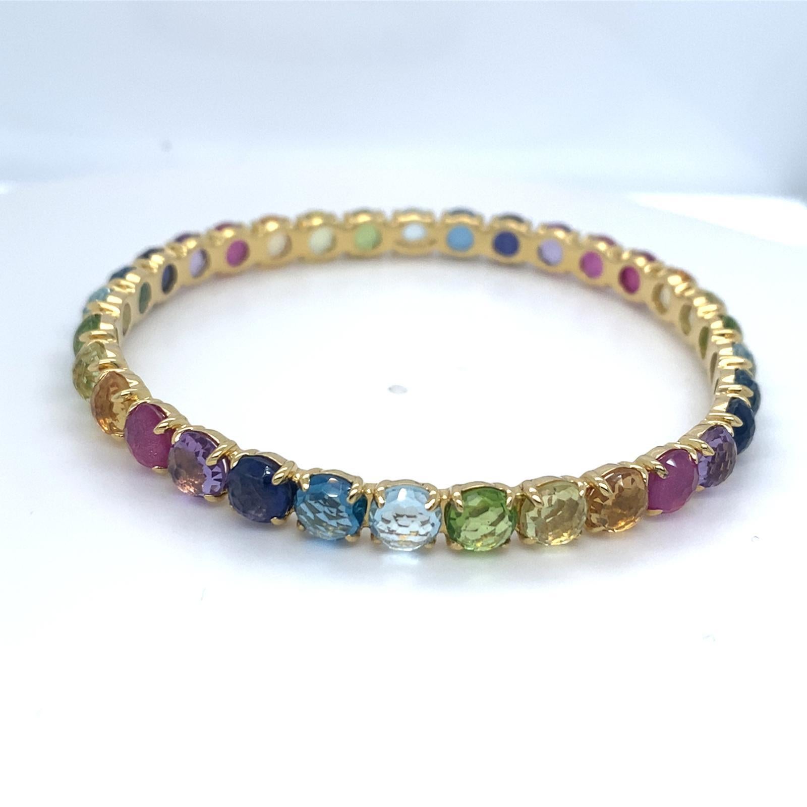 Ippolita Bracelet jonc légèrement plié en or jaune 18 carats et pierres précieuses multicolores en vente 1