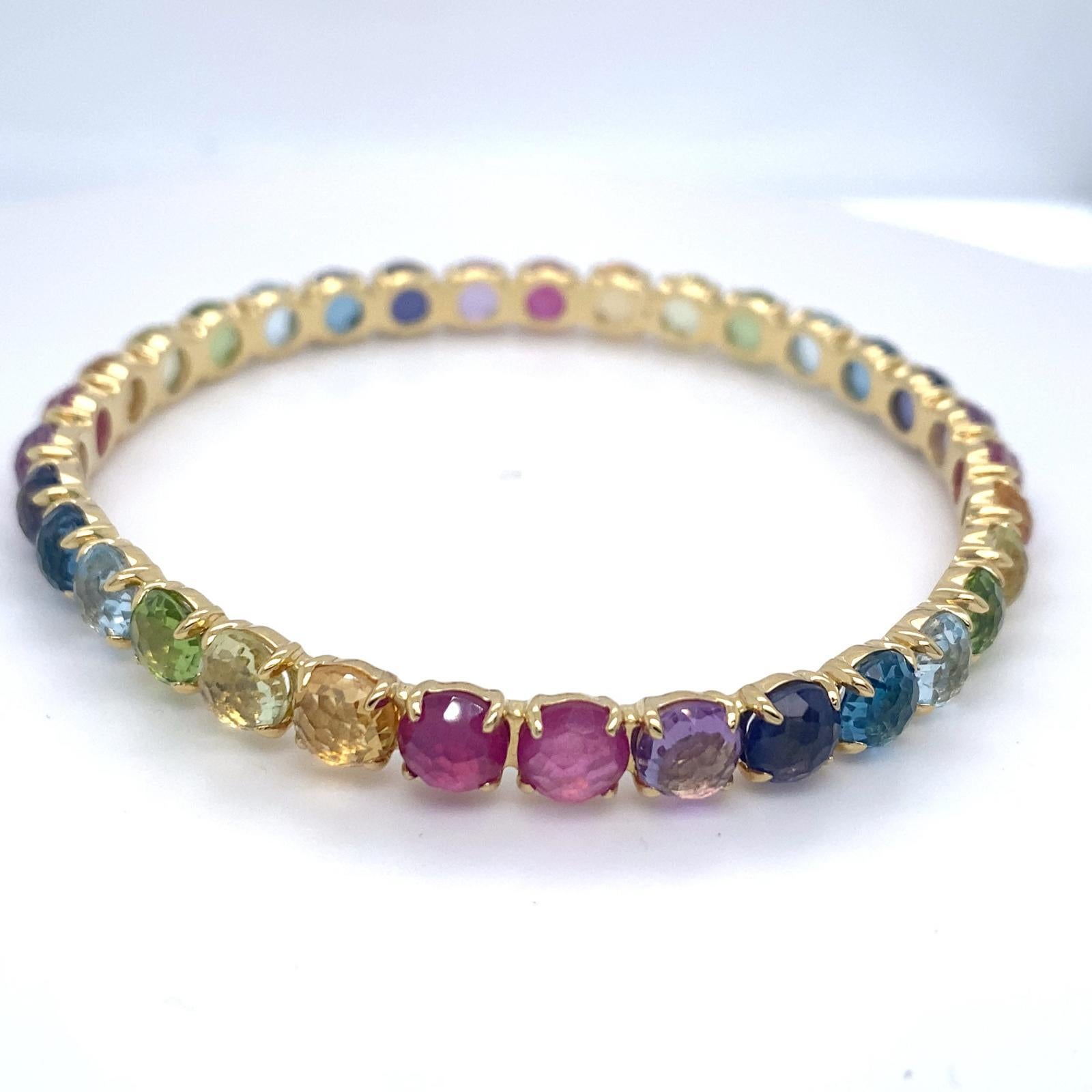 Ippolita Bracelet jonc légèrement plié en or jaune 18 carats et pierres précieuses multicolores en vente 2