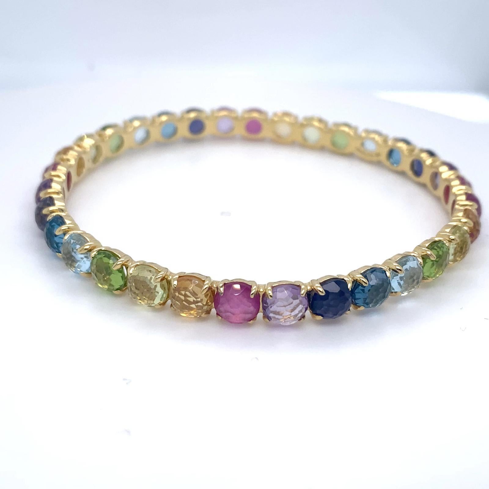 Ippolita Bracelet jonc légèrement plié en or jaune 18 carats et pierres précieuses multicolores en vente 3
