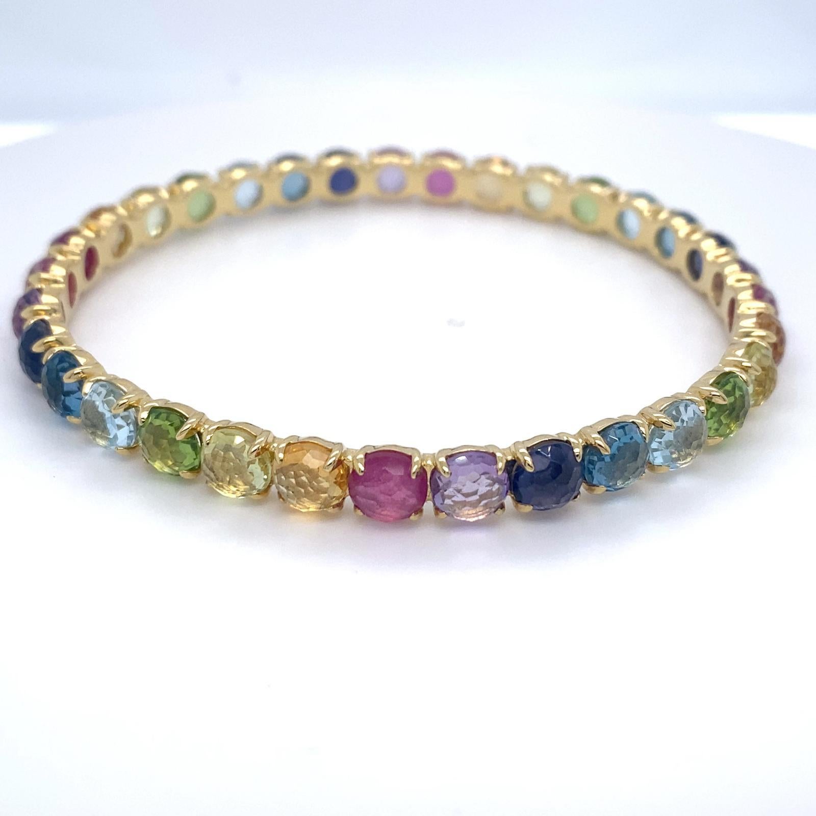 Ippolita Bracelet jonc légèrement plié en or jaune 18 carats et pierres précieuses multicolores en vente 4