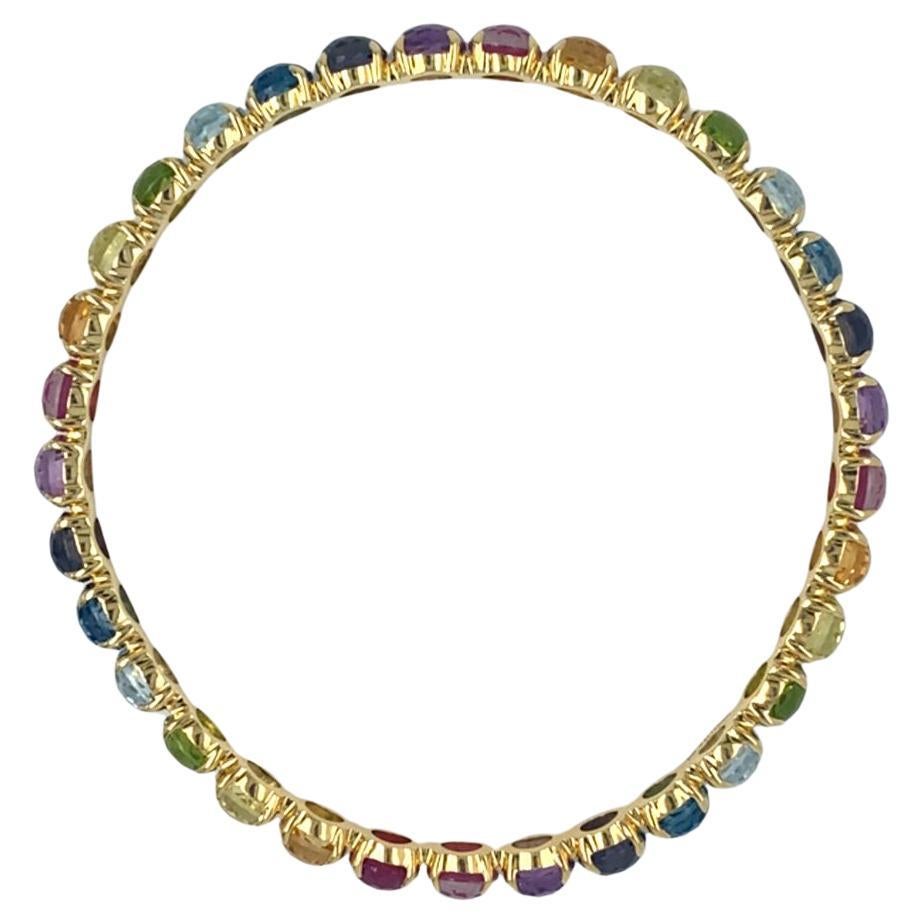 Ippolita Bracelet jonc légèrement plié en or jaune 18 carats et pierres précieuses multicolores