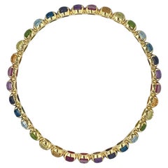 Ippolita Bracelet jonc légèrement plié en or jaune 18 carats et pierres précieuses multicolores