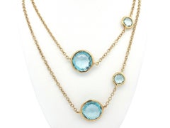 Ippolita 18k Yellow Gold Blue Topaz Rock Candy 37" Long Wrap Necklace