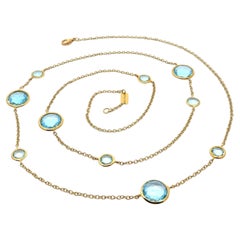 Ippolita 18k Yellow Gold Blue Topaz Rock Candy 37" Long Wrap Necklace