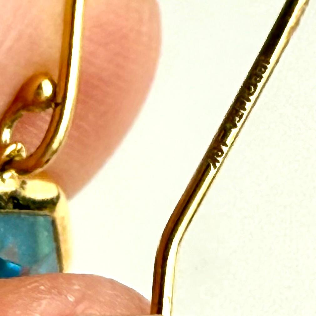 Ippolita - Boucles d'oreilles pendantes en or jaune 18 carats avec topaze bleue, longueur 3 pouces Pour femmes en vente