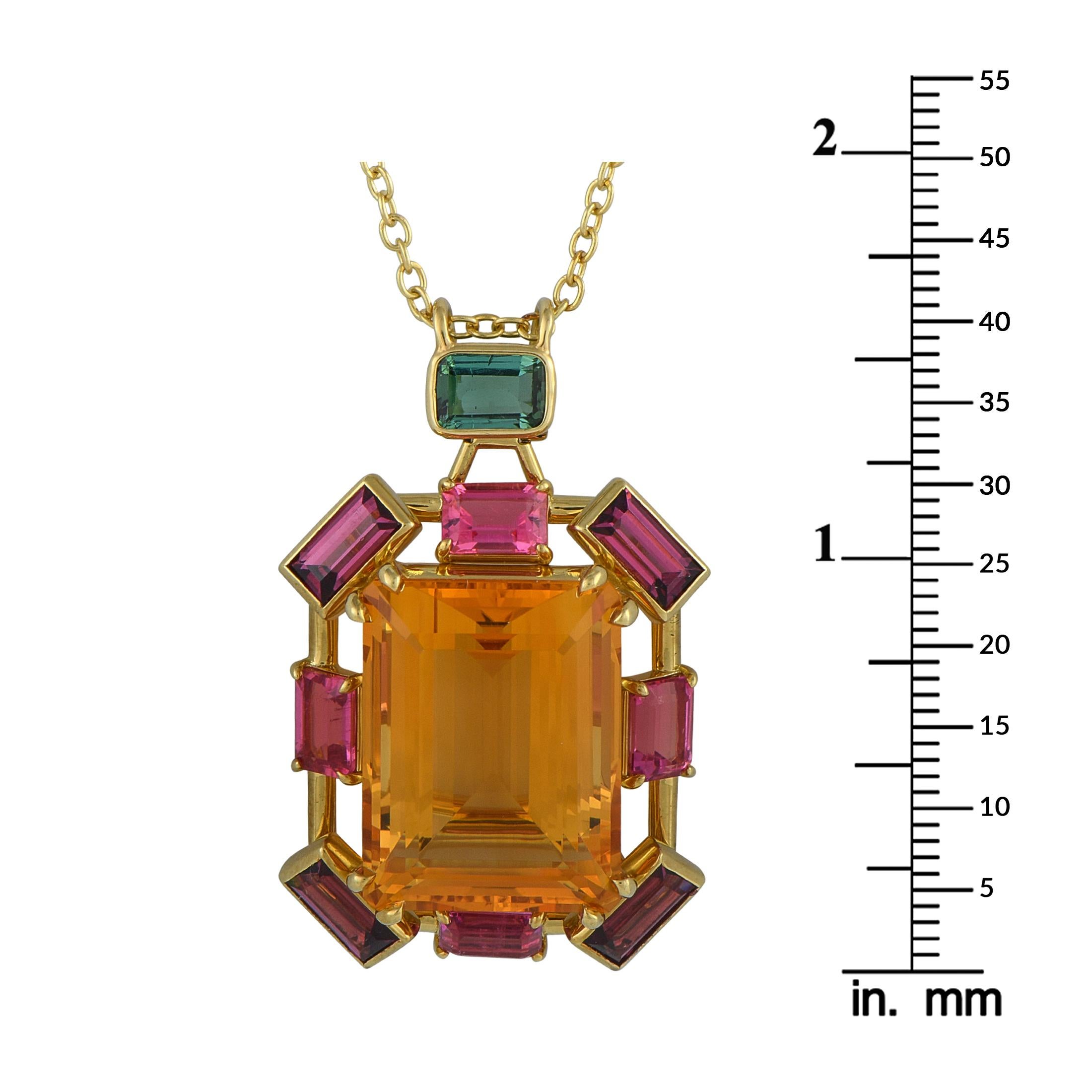 Ippolita 18K Yellow Gold Citrine and Tourmaline Necklace In Excellent Condition For Sale In Southampton, PA