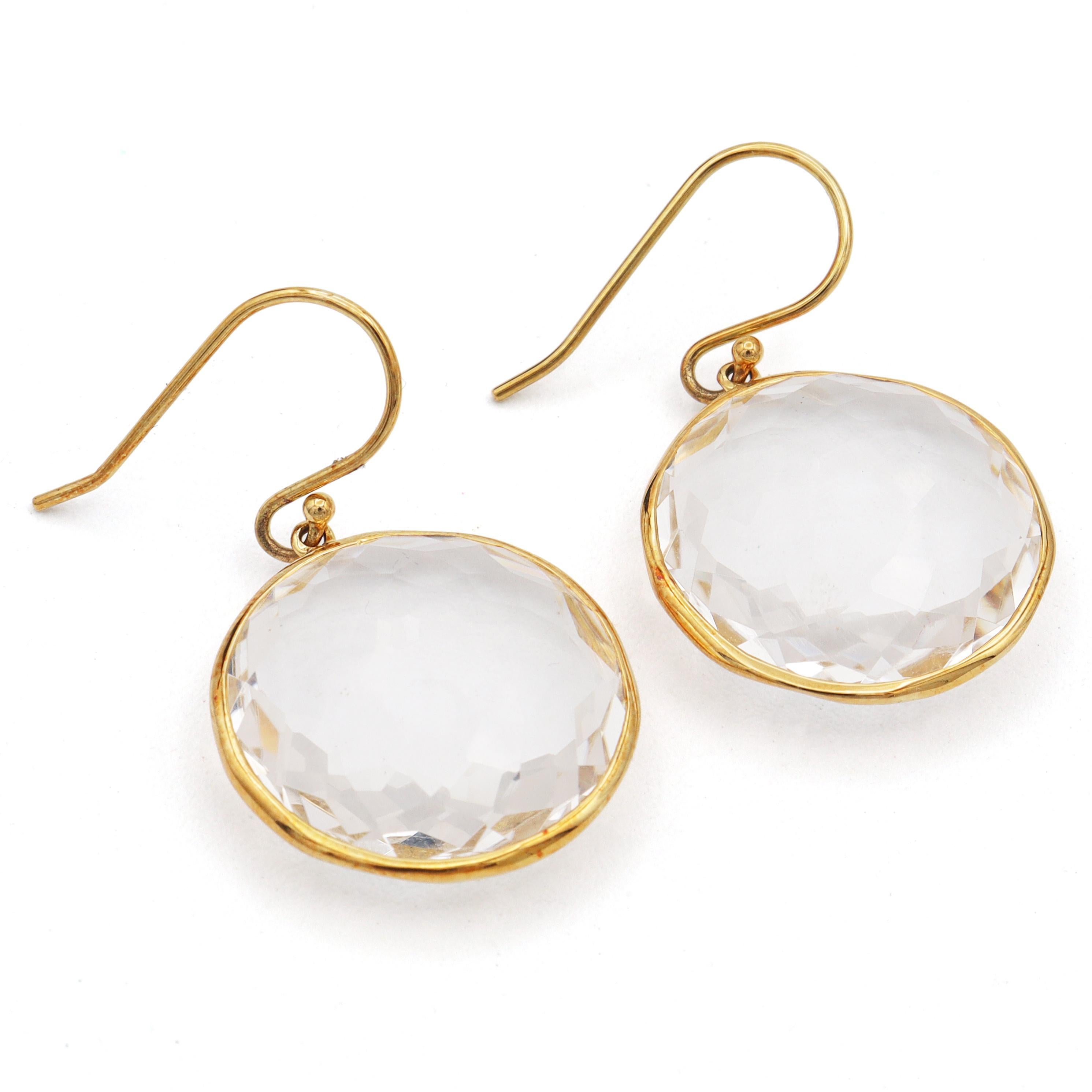 Ippolita 18K Yellow Gold Clear Quartz Drop Earrings In Good Condition In New York, NY