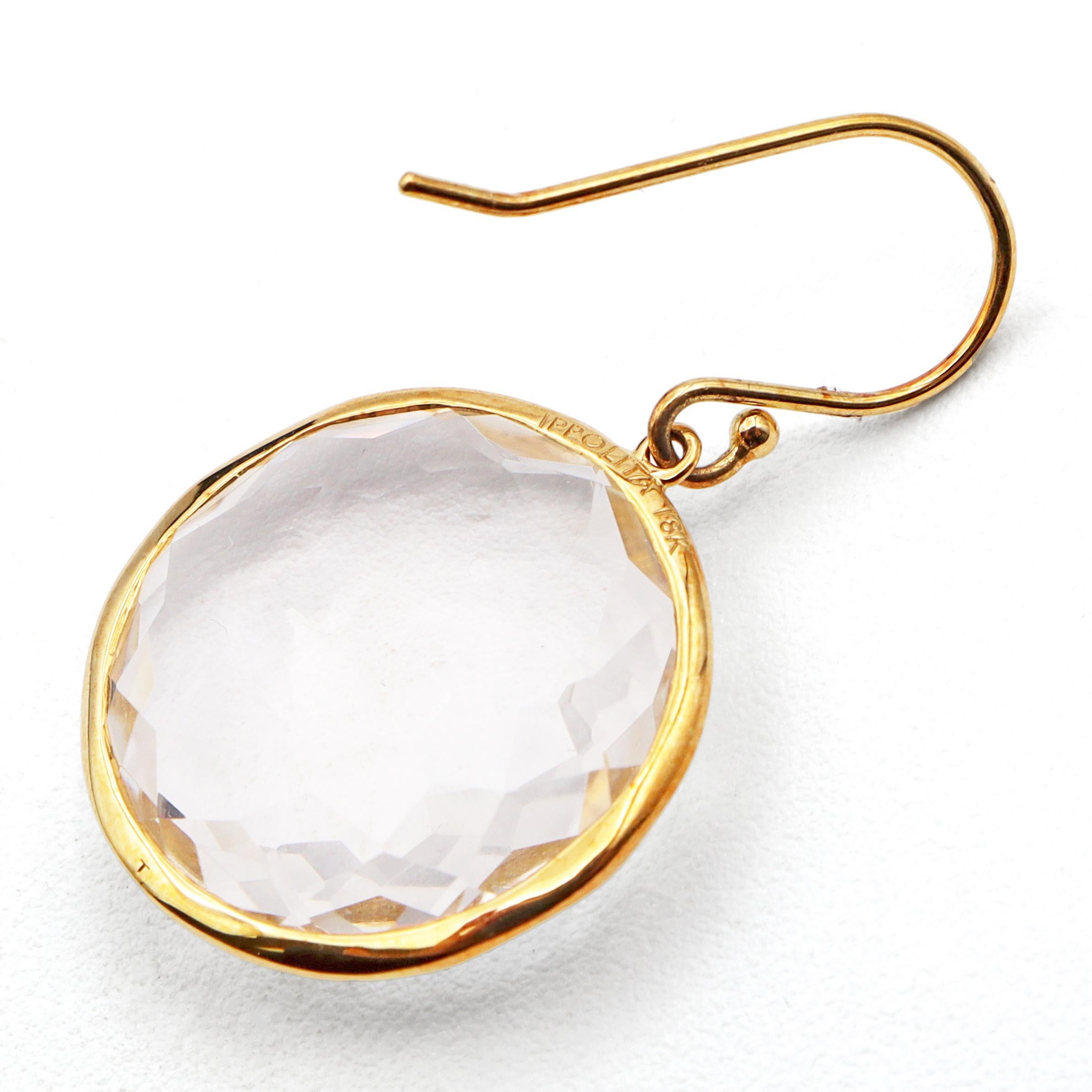 Women's Ippolita 18K Yellow Gold Clear Quartz Drop Earrings