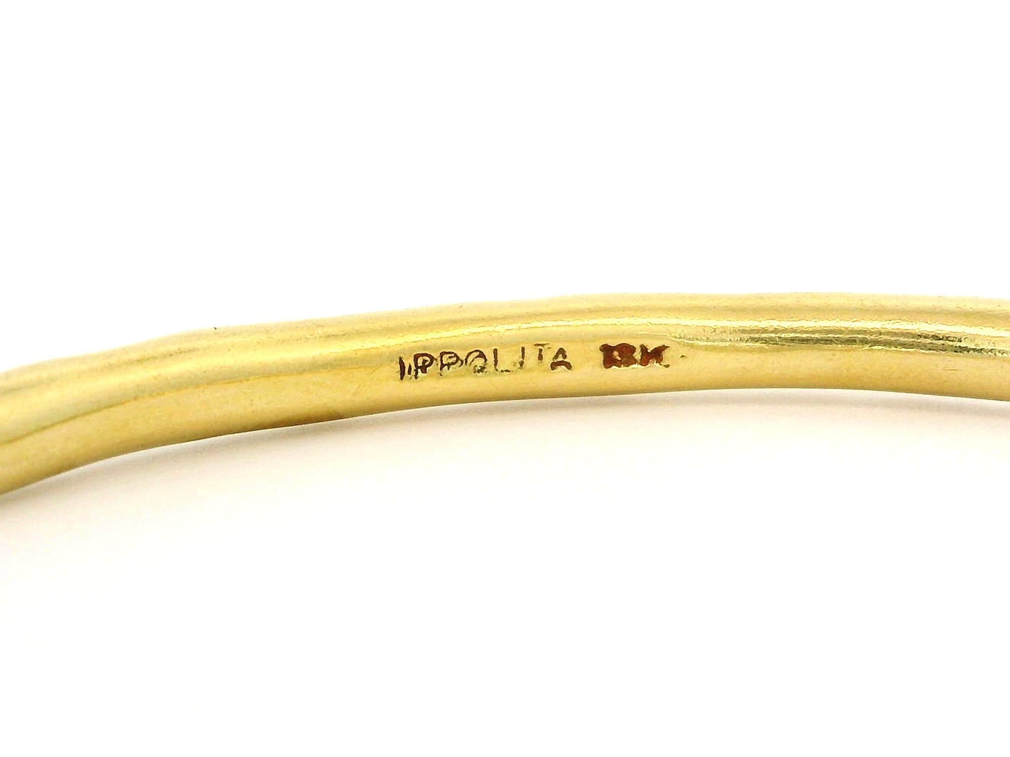 Ippolita 18k Yellow Gold Concave Free Form Slip On Bangle Bracelet 2