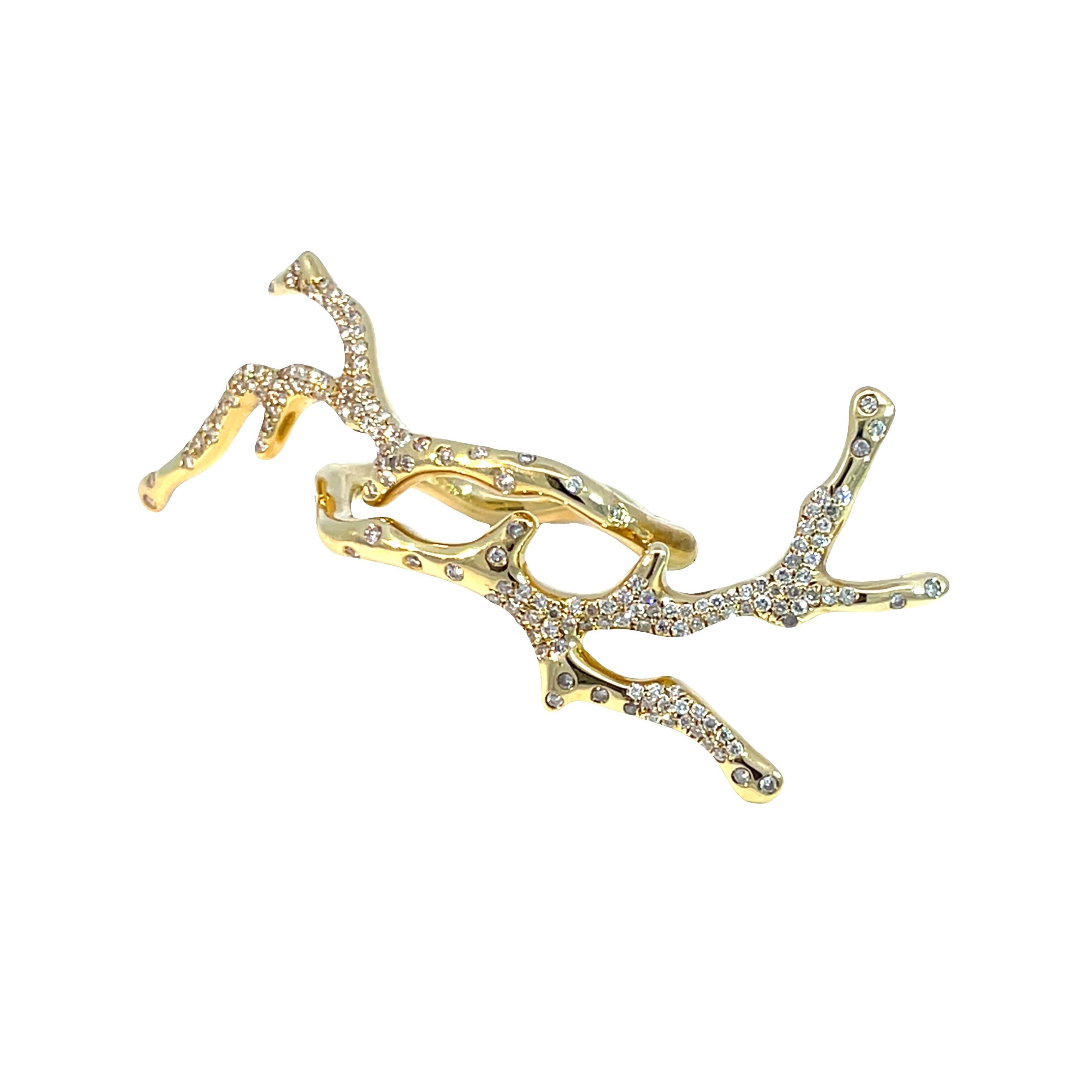 Moderno Ippolita, anello di dichiarazione in oro giallo 18 carati con diamanti e pavé di corallo in vendita