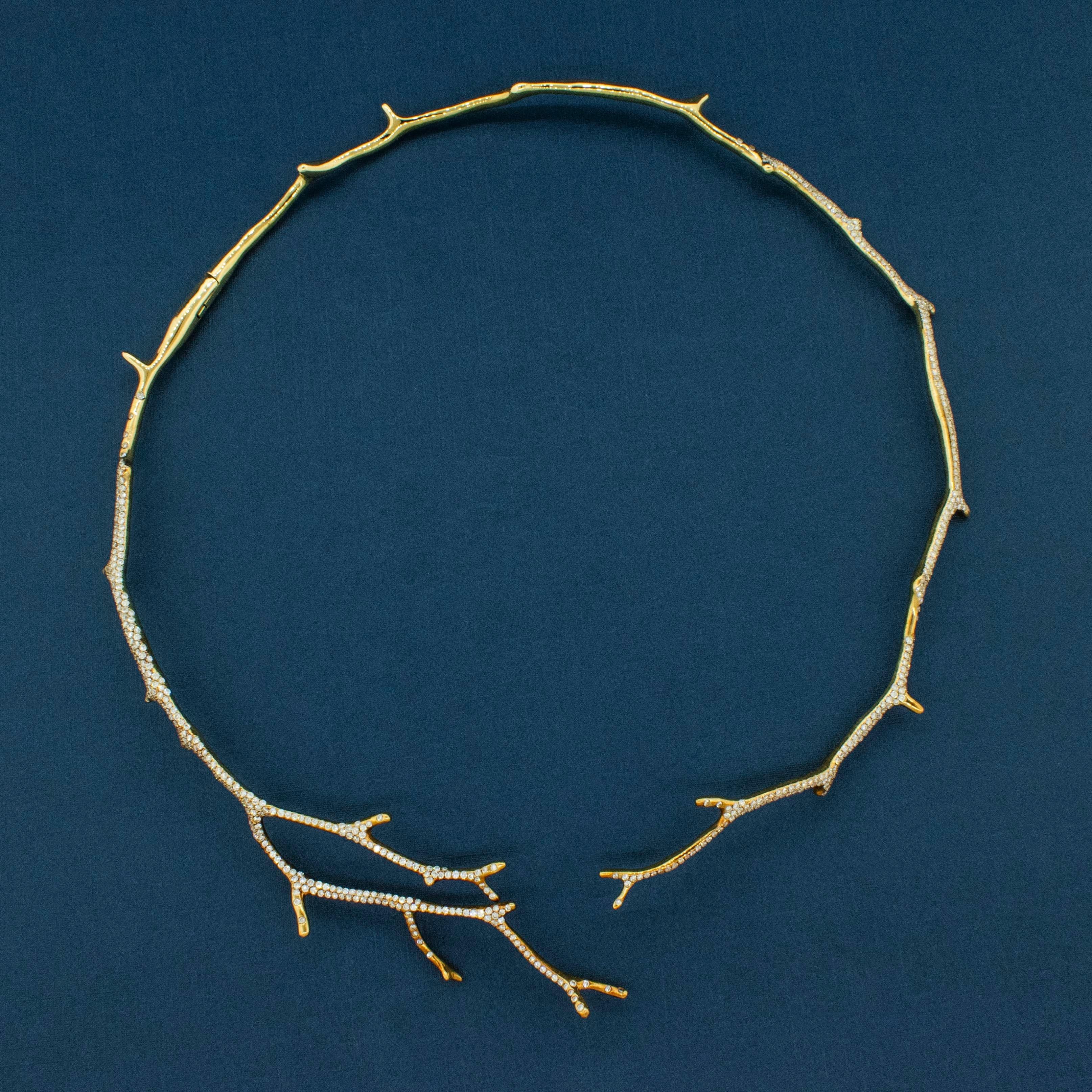Contemporary Ippolita 18K Yellow Gold Diamond Hinged Collar Necklace For Sale