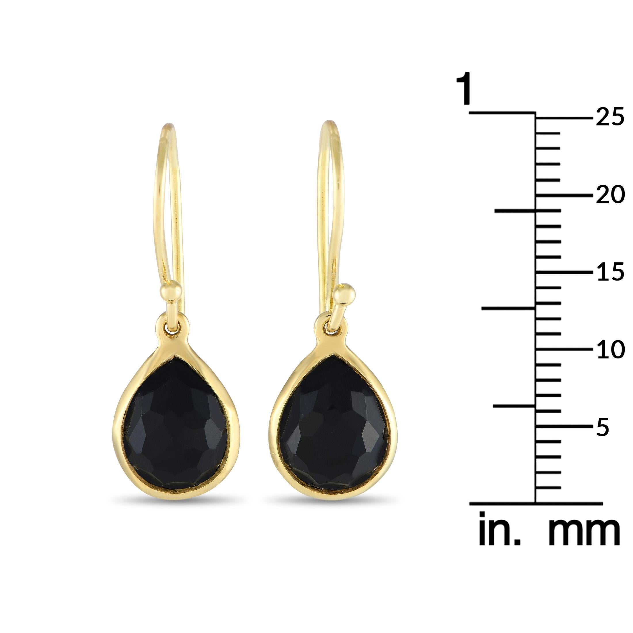 Ippolita 18k Yellow Gold Earrings Onyx Drop Earrings In Excellent Condition In Southampton, PA