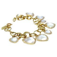 Ippolita 18k Yellow Gold Lollipop Mother-of-Pearl Heart Diamond Charm Bracelet