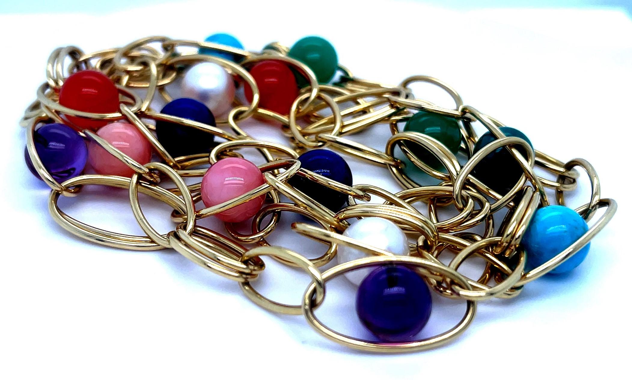 Ippolita 18k Yellow Gold Multi-Stone Sphere Bead Gold Chain Necklace 36
