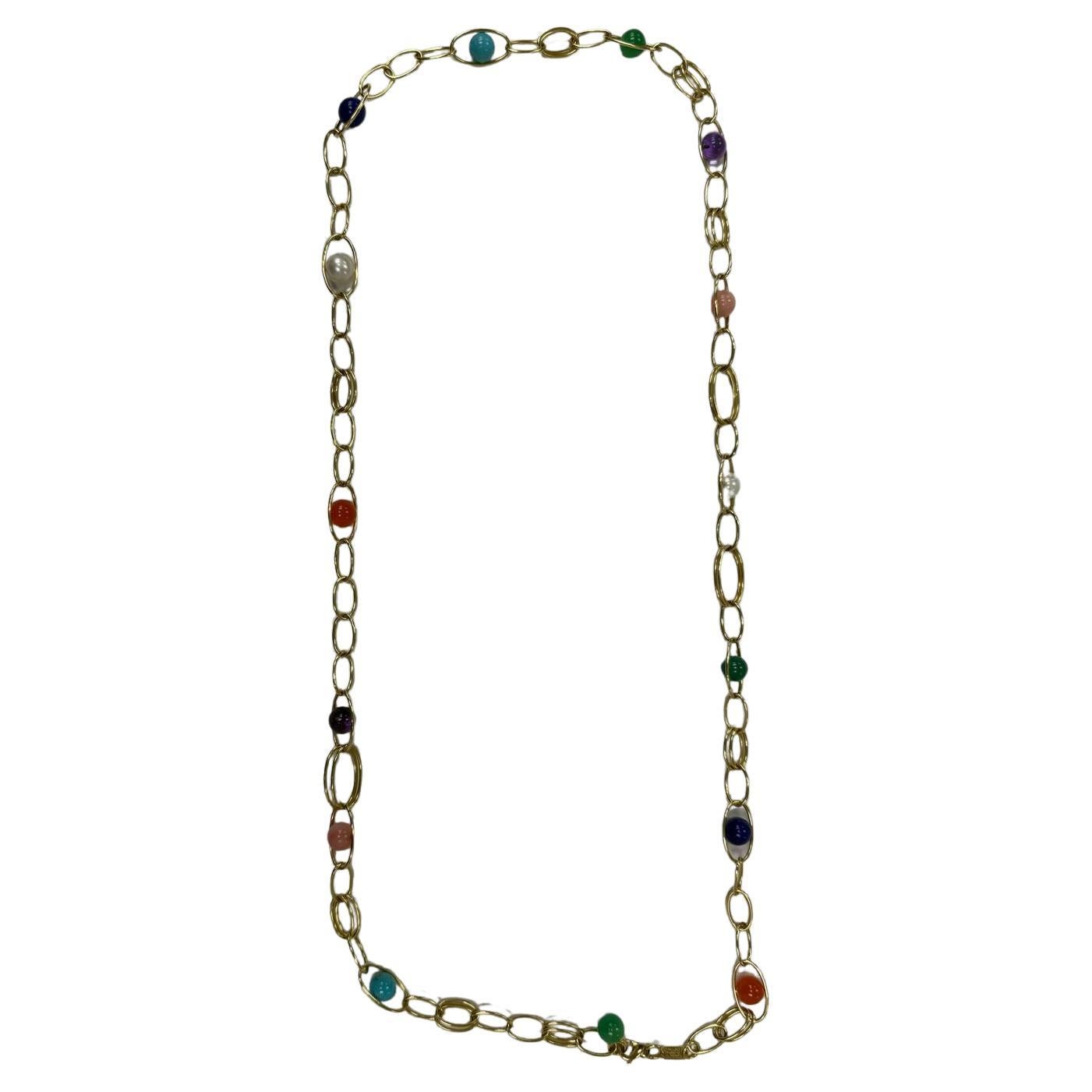 Ippolita 18k Gelbgold Multi-Stone Sphere Bead Gold Kette Halskette 36" im Angebot