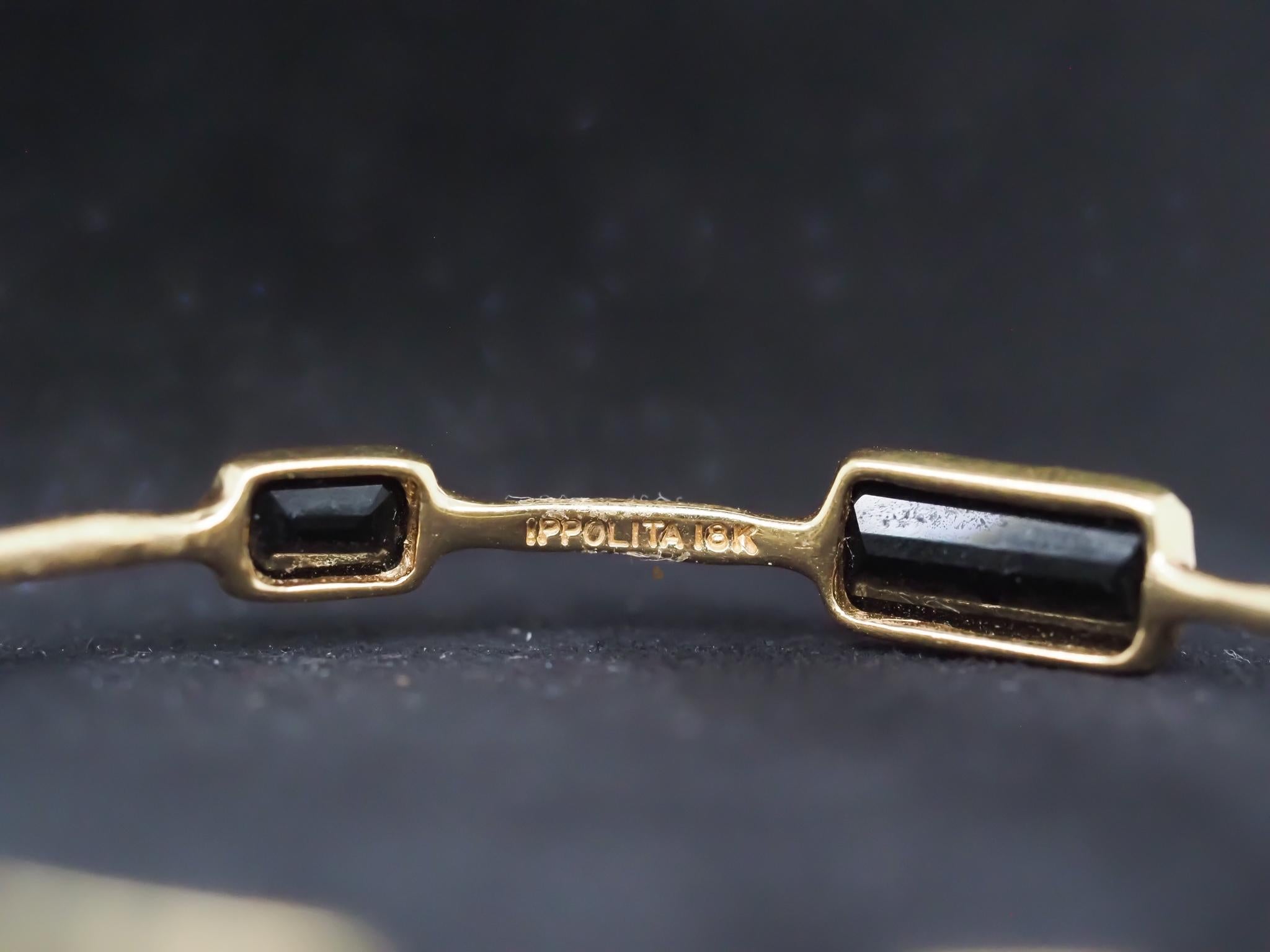 IPPOLITA Bracelet jonc en or jaune 18 carats, onyx et finition martelée Pour femmes en vente