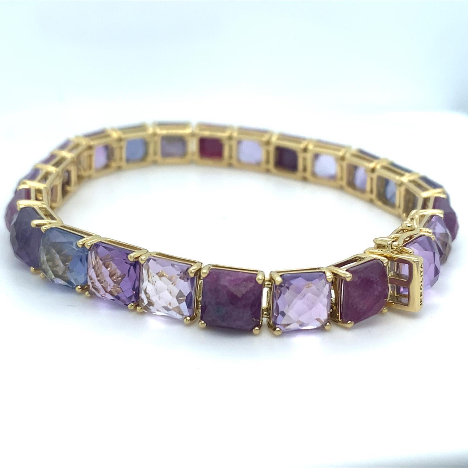 Mit mehrfarbigen rosa, violetten und blauen Edelsteinen
Fassung aus 18k Gelbgold
Bruttogewicht: 26,80 Gramm
Länge: 7,25 Zoll

Referenz-Artikel #DB-1210 CM 03-31-25