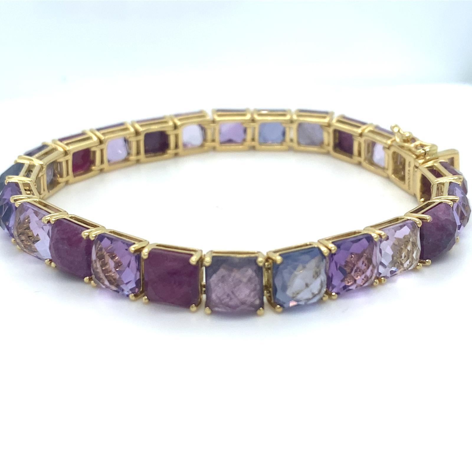 Ippolita 18k Gelbgold & Rosa/Purple Edelsteinarmband, Größe 7,25 (Moderne) im Angebot