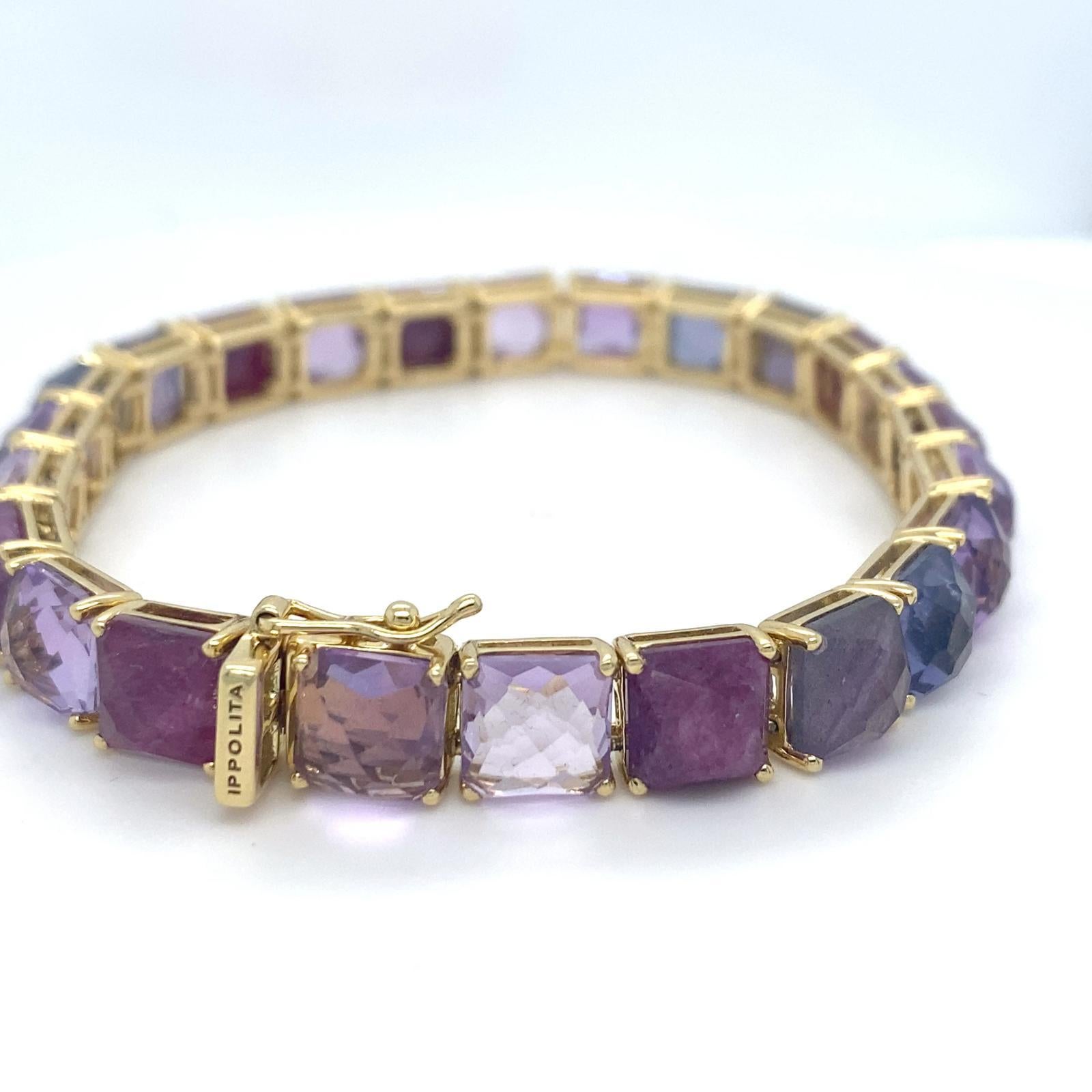 Ippolita 18k Gelbgold & Rosa/Purple Edelsteinarmband, Größe 7,25 im Zustand „Gut“ im Angebot in Sherman Oaks, CA
