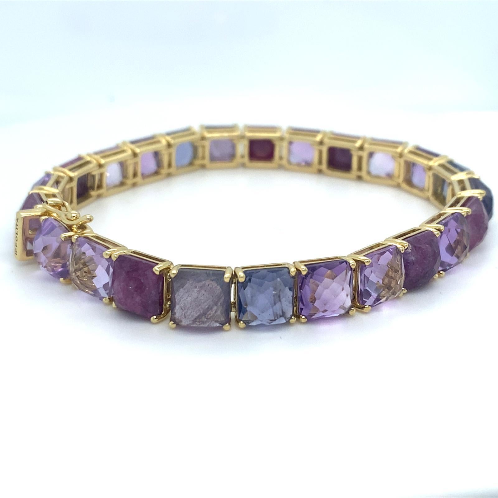 Ippolita 18k Gelbgold & Rosa/Purple Edelsteinarmband, Größe 7,25 für Damen oder Herren im Angebot