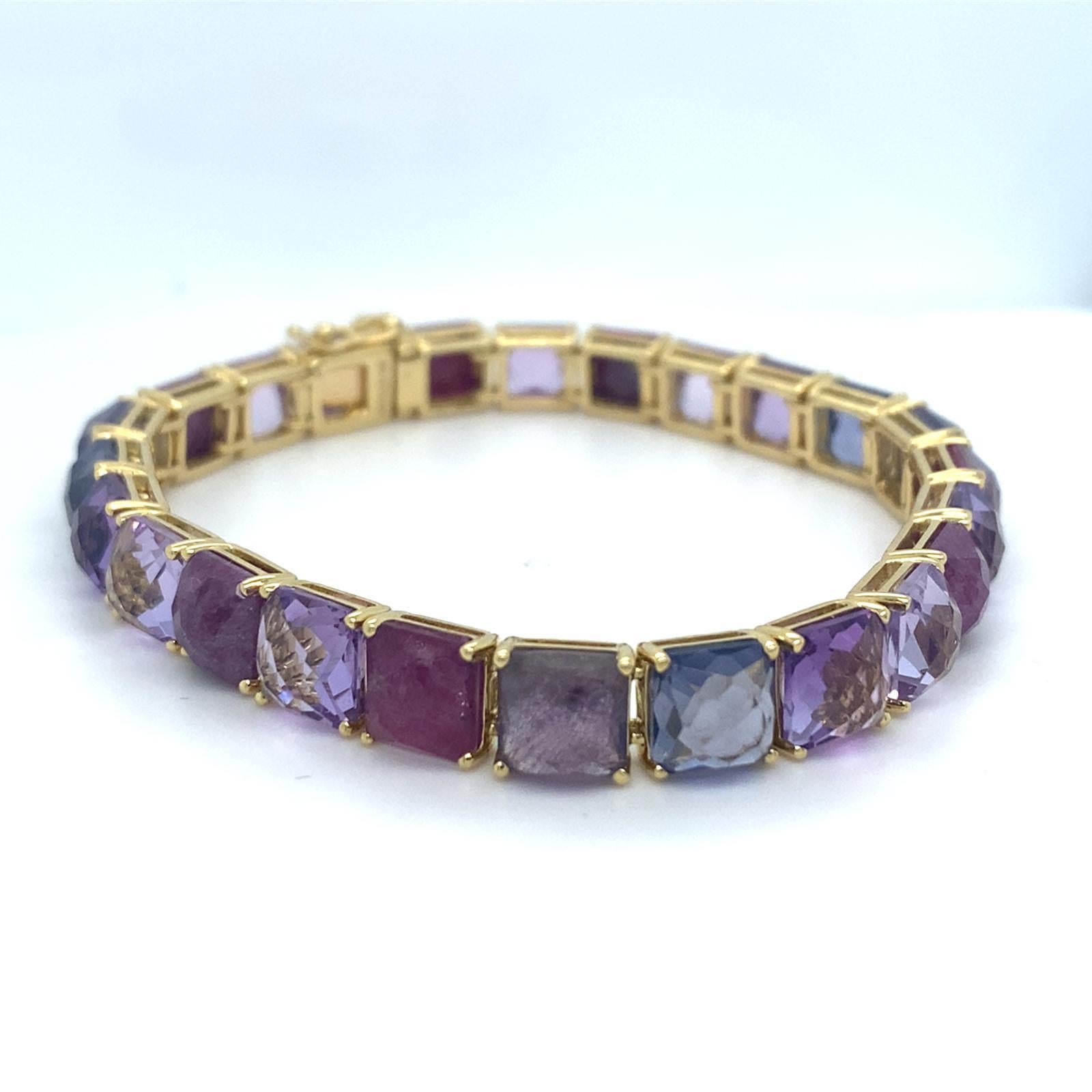 Ippolita 18k Gelbgold & Rosa/Purple Edelsteinarmband, Größe 7,25 im Angebot 1
